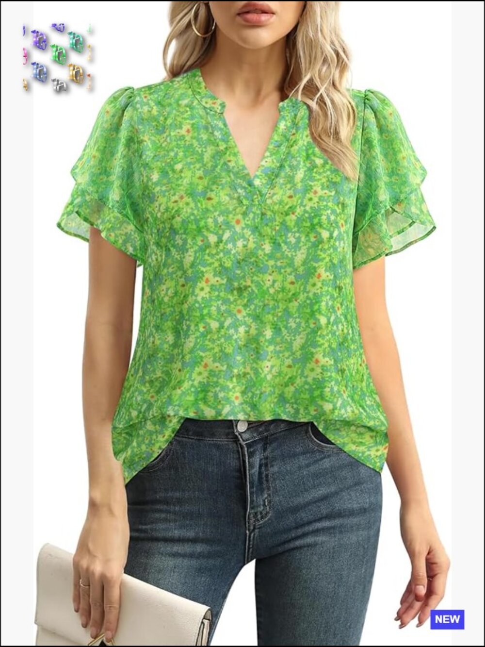 Womens Dressy Chiffon Blouses Summer Puff Petal Short Sleeve V Neck Casual Work